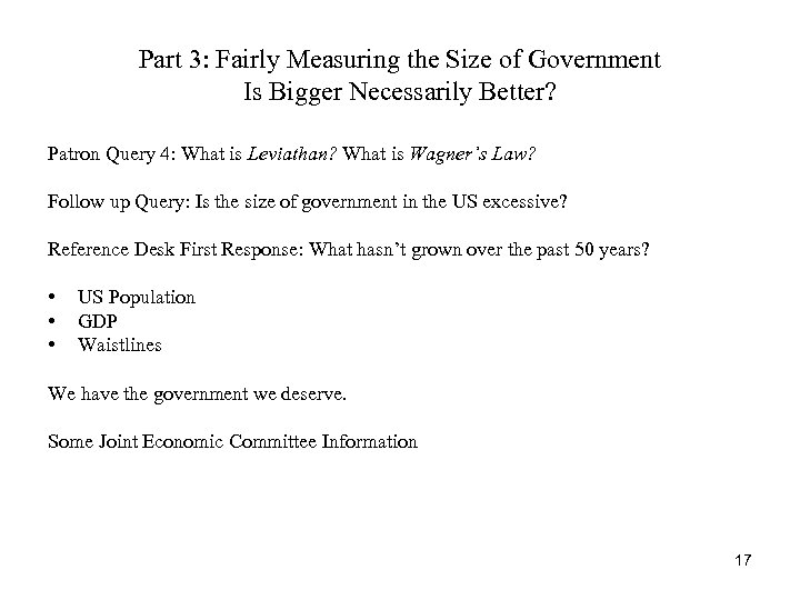 Part 3: Fairly Measuring the Size of Government Is Bigger Necessarily Better? Patron Query