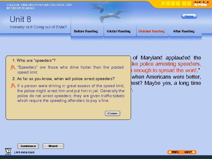 Before Reading Global Reading Detailed Reading After Reading The majority of students at the