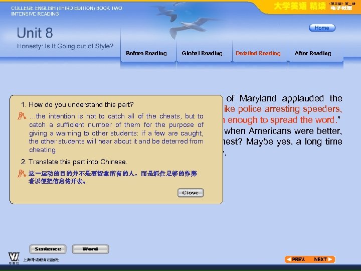 Before Reading Global Reading Detailed Reading After Reading The majority of students at the