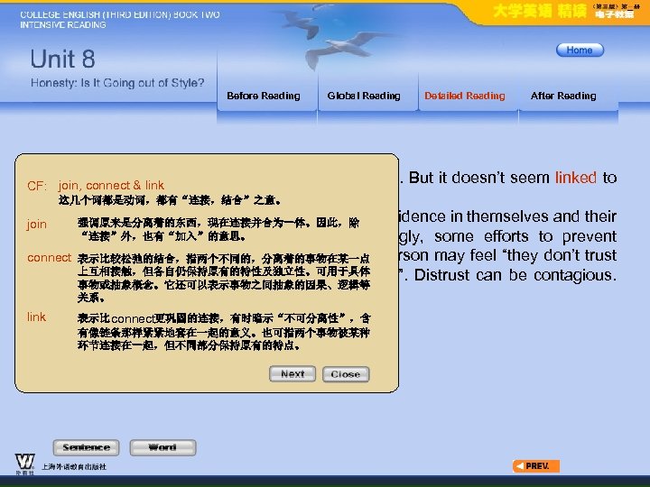 Before Reading Global Reading Detailed Reading After Reading Cheating in school also tends to