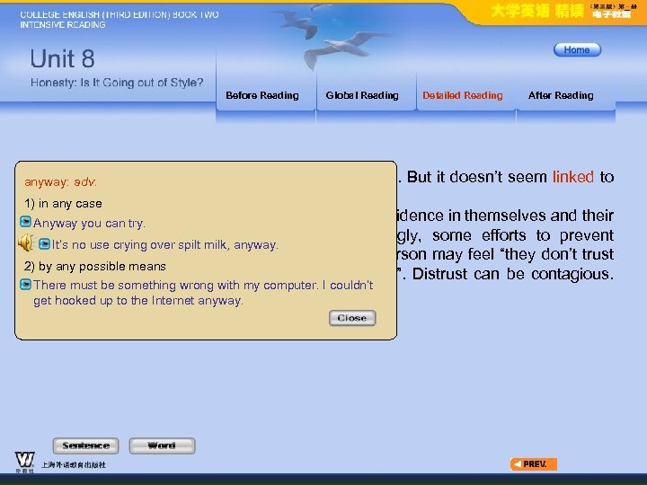 Before Reading Cheating anyway: adv. the economy. 1) in any case Global Reading Detailed