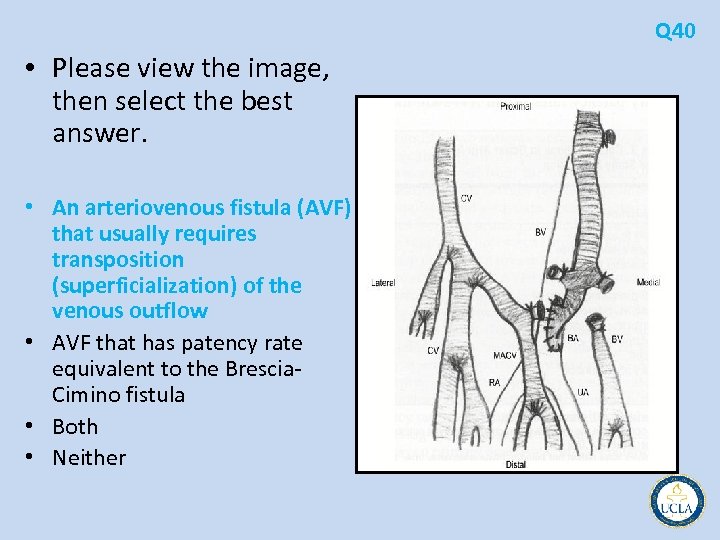 Q 40 • Please view the image, then select the best answer. • An