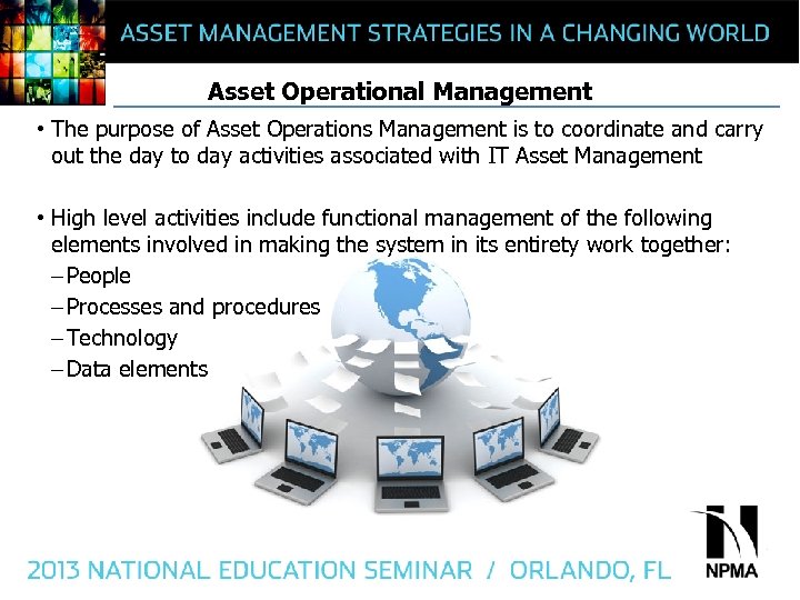 Asset Operational Management • The purpose of Asset Operations Management is to coordinate and