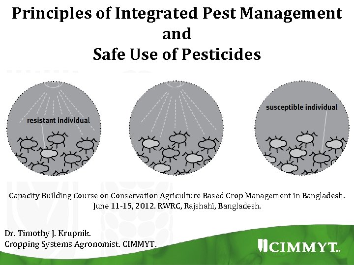 Principles of Integrated Pest Management and Safe Use of Pesticides Capacity Building Course on