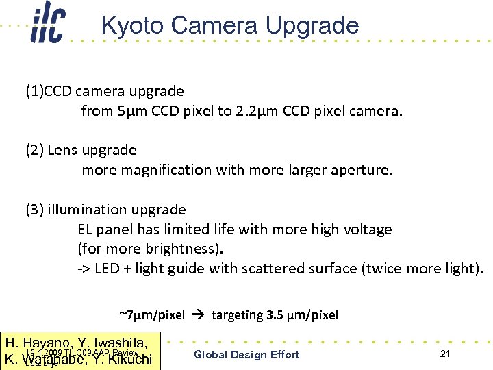 Kyoto Camera Upgrade (1)CCD camera upgrade from 5µm CCD pixel to 2. 2µm CCD
