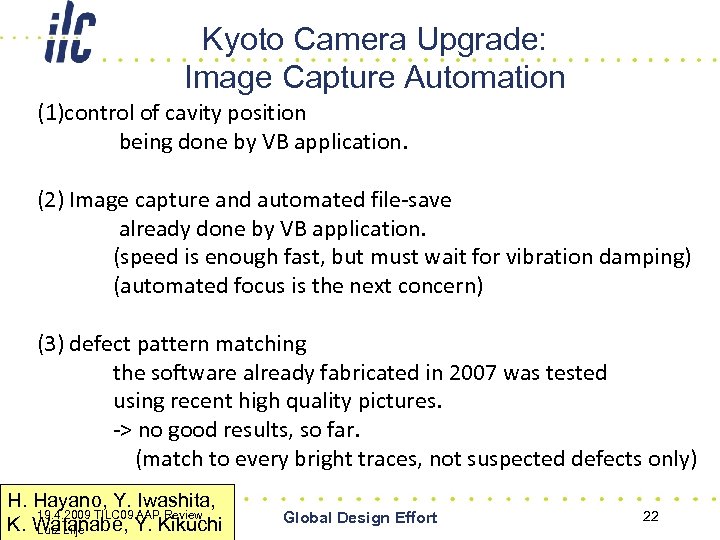 Kyoto Camera Upgrade: Image Capture Automation (1)control of cavity position being done by VB
