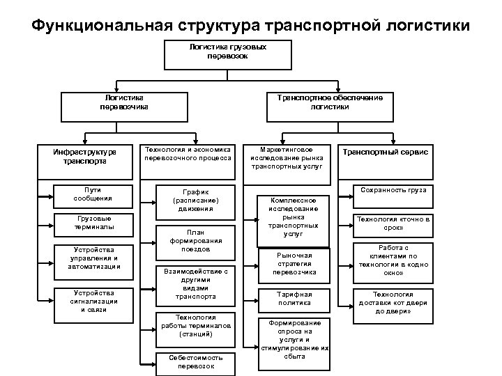 Функциональная структура транспортной логистики Логистика грузовых перевозок Логистика перевозчика Инфраструктура транспорта Пути сообщения Грузовые