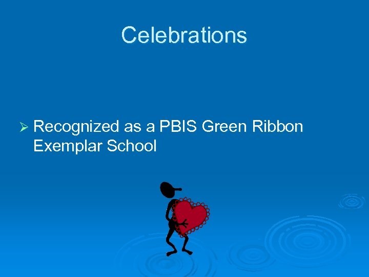 Celebrations Ø Recognized as a PBIS Green Ribbon Exemplar School 