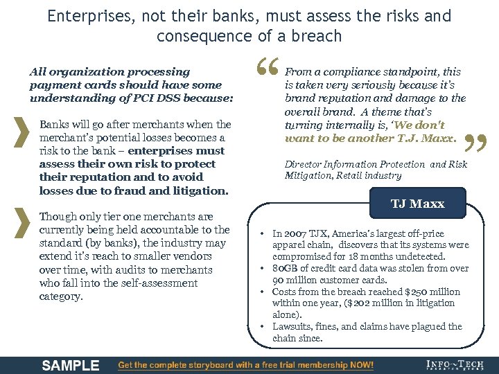 Enterprises, not their banks, must assess the risks and consequence of a breach All
