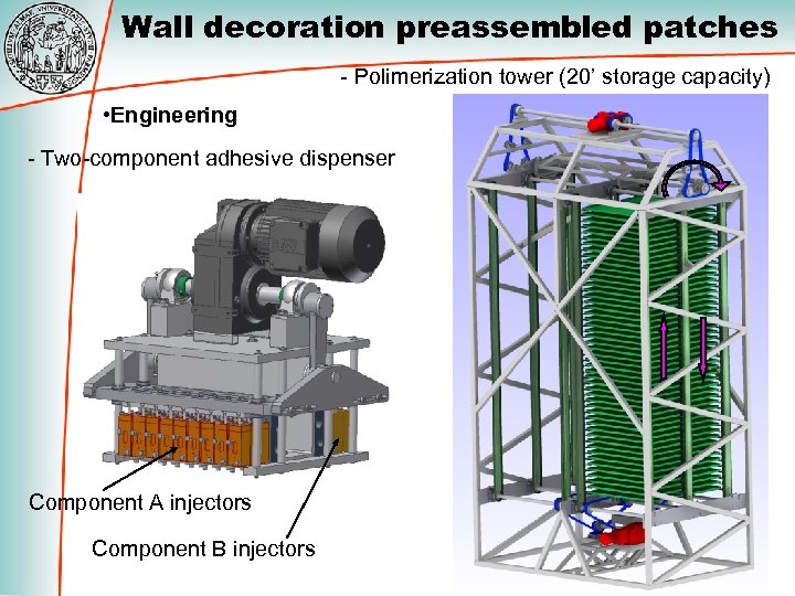 Wall decoration preassembled patches - Polimerization tower (20’ storage capacity) • Engineering - Two-component