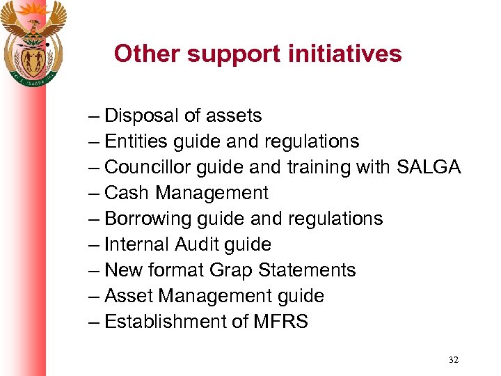 Other support initiatives – Disposal of assets – Entities guide and regulations – Councillor