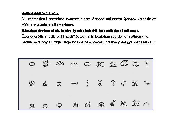 Wende dein Wissen an: Du kennst den Unterschied zwischen einem Zeichen und einem Symbol.