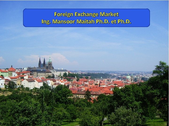 Foreign Exchange Market Ing. Mansoor Maitah Ph. D. et Ph. D. Thank You for