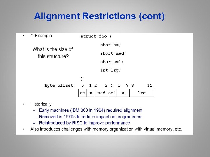 Alignment Restrictions (cont) 