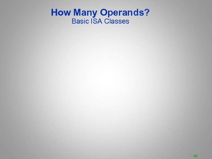 How Many Operands? Basic ISA Classes 65 