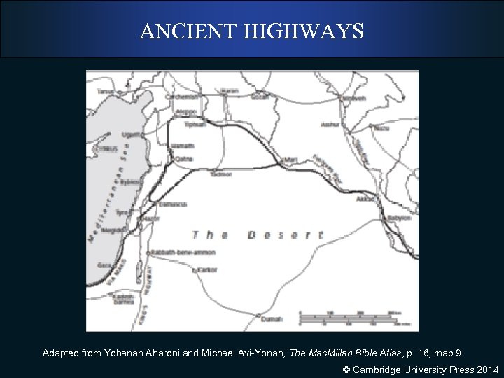 ANCIENT HIGHWAYS Adapted from Yohanan Aharoni and Michael Avi-Yonah, The Mac. Millan Bible Atlas,