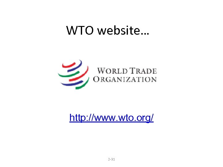 WTO website… http: //www. wto. org/ 2 -31 