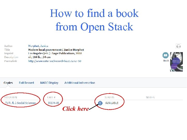 How to find a book from Open Stack Click here 