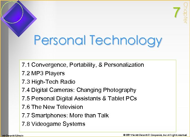 Chapter 7 Personal Technology 7. 1 Convergence, Portability, & Personalization 7. 2 MP 3