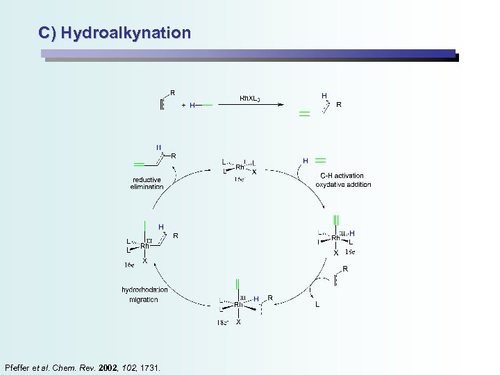 C) Hydroalkynation Pfeffer et al. Chem. Rev. 2002, 1731. 