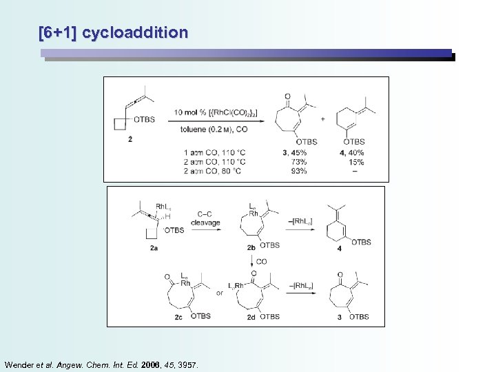 [6+1] cycloaddition Wender et al. Angew. Chem. Int. Ed. 2006, 45, 3957. 