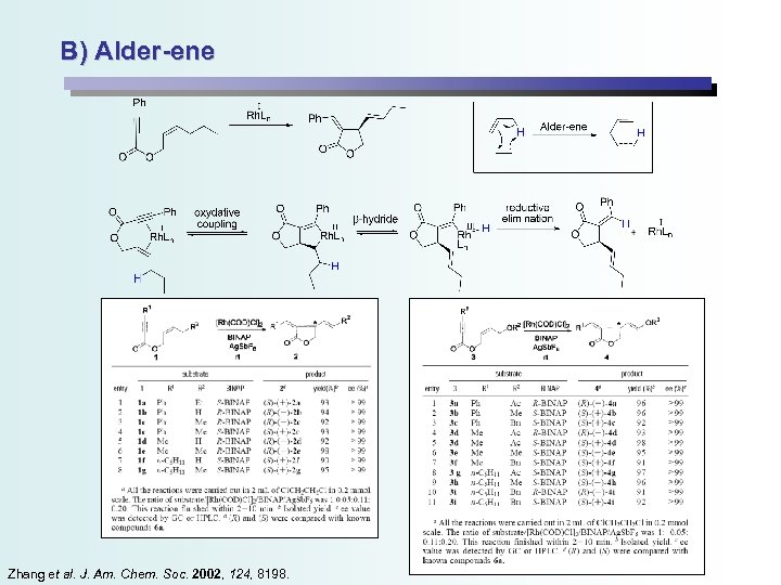 B) Alder-ene Zhang et al. J. Am. Chem. Soc. 2002, 124, 8198. 