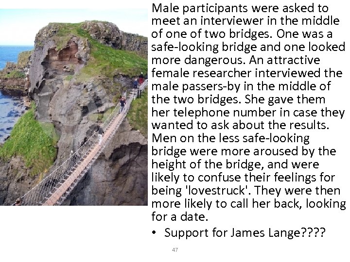 Male participants were asked to meet an interviewer in the middle of one of