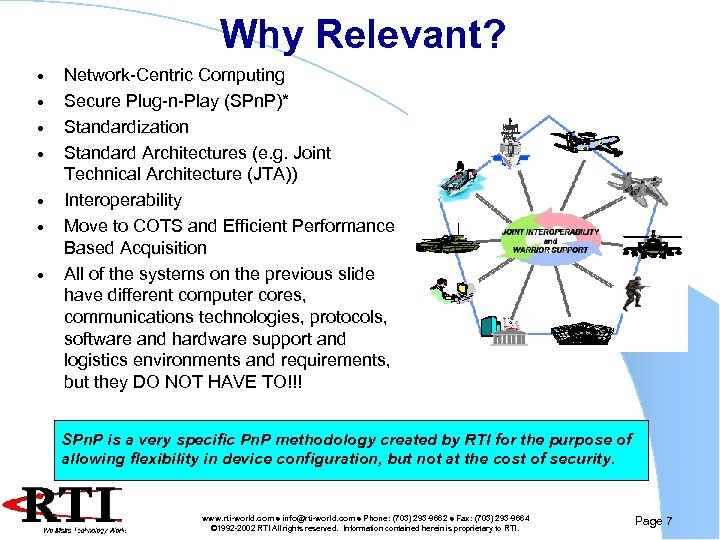 Why Relevant? · · · · Network-Centric Computing Secure Plug-n-Play (SPn. P)* Standardization Standard