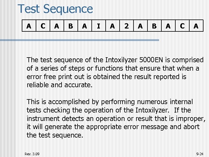Test Sequence A C A B A I A 2 A B A C