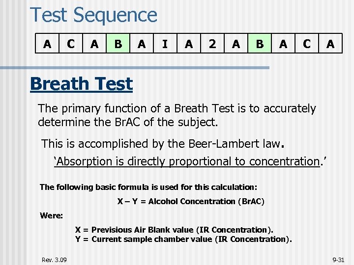 Test Sequence A C A B A I A 2 A B A C
