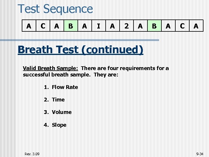 Test Sequence A C A B A I A 2 A B A C