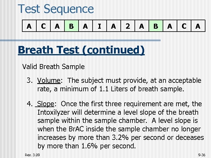 Test Sequence A C A B A I A 2 A B A C