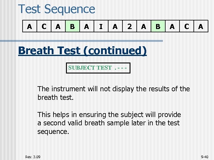 Test Sequence A C A B A I A 2 A B A C