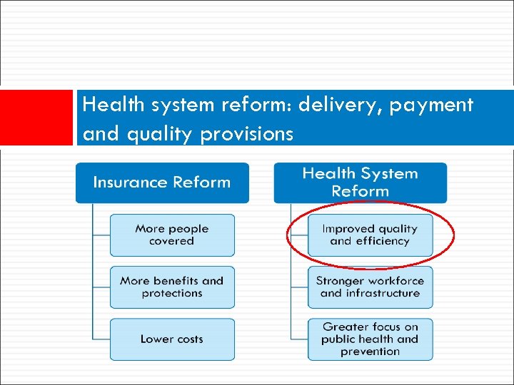 Health system reform: delivery, payment and quality provisions 