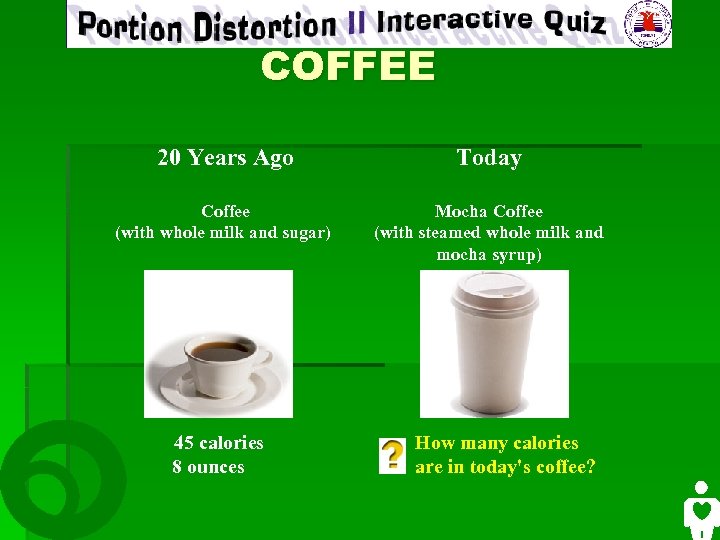 COFFEE 20 Years Ago Today Coffee (with whole milk and sugar) Mocha Coffee (with