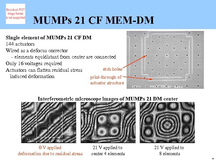 MUMPs 21 CF MEM-DM Single element of MUMPs 21 CF DM 144 actuators Wired