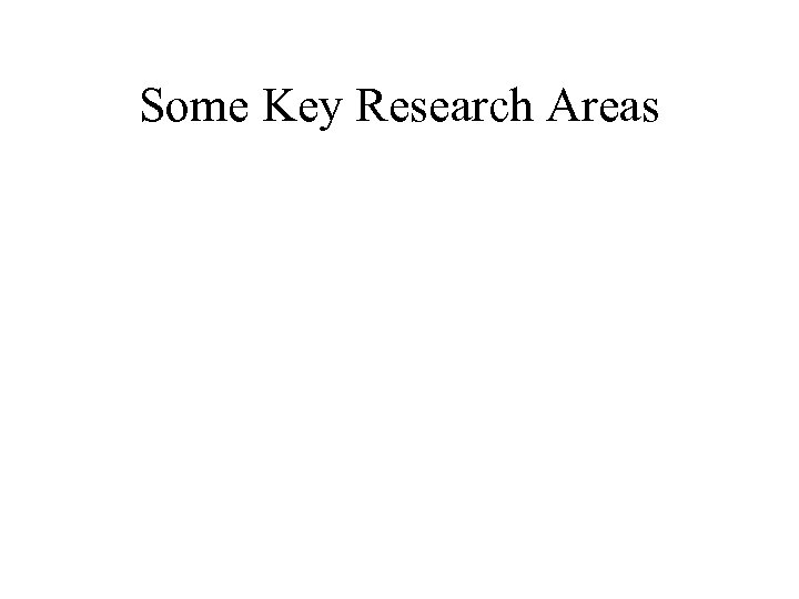 Some Key Research Areas 