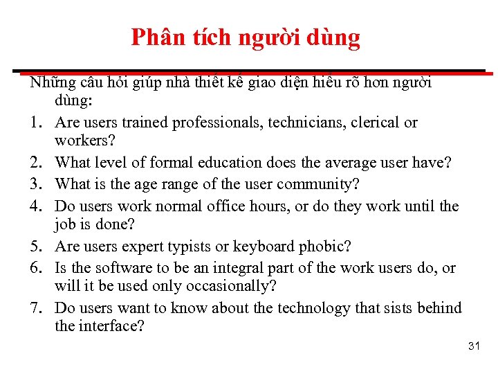Phân tích người dùng Những câu hỏi giúp nhà thiết kế giao diện hiểu