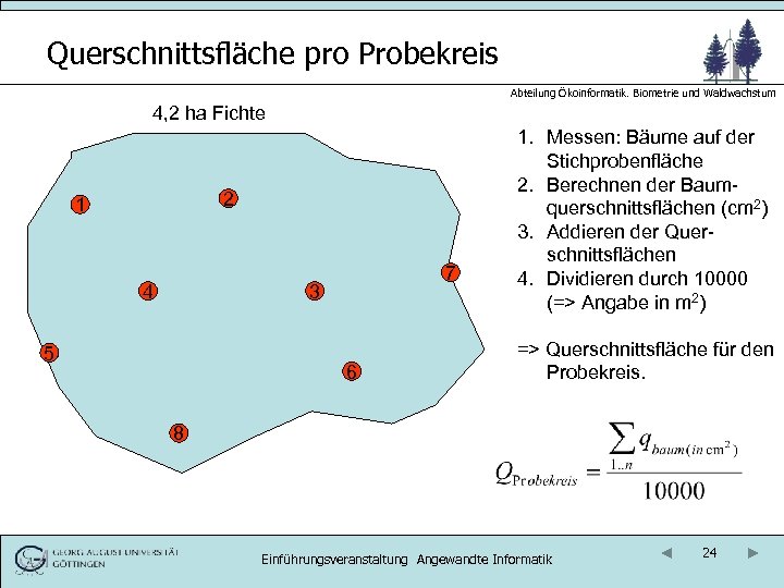 Querschnittsfläche pro Probekreis Abteilung Ökoinformatik. Biometrie und Waldwachstum 4, 2 ha Fichte 2 1