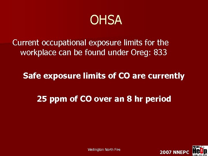 OHSA Current occupational exposure limits for the workplace can be found under Oreg: 833