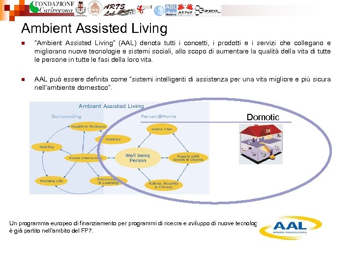 Ambient Assisted Living n “Ambient Assisted Living” (AAL) denota tutti i concetti, i prodotti