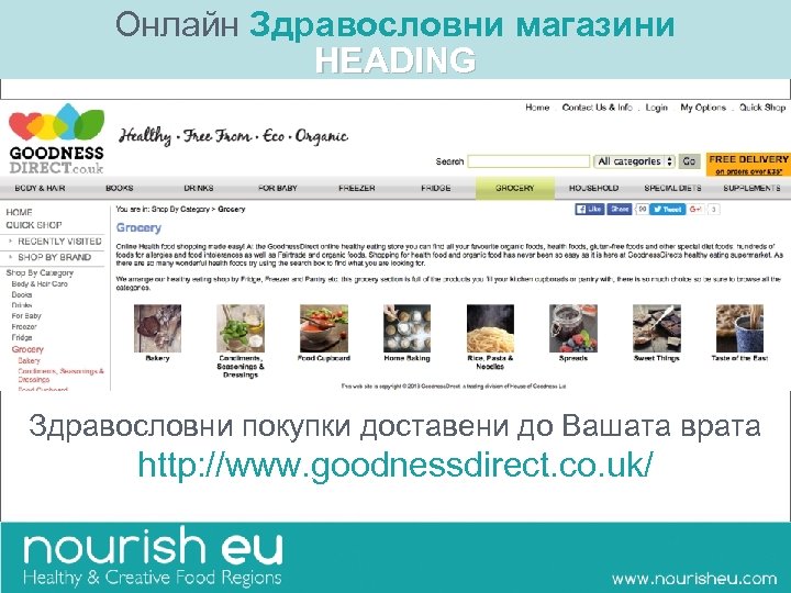 Онлайн Здравословни магазини HEADING Здравословни покупки доставени до Вашата врата http: //www. goodnessdirect. co.