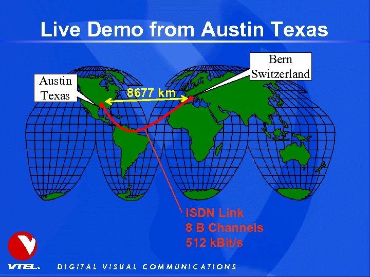 Live Demo from Austin Texas Bern Switzerland 8677 km ISDN Link 8 B Channels