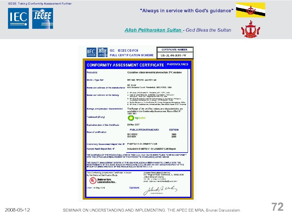 IECEE. Taking Conformity Assessment Further 