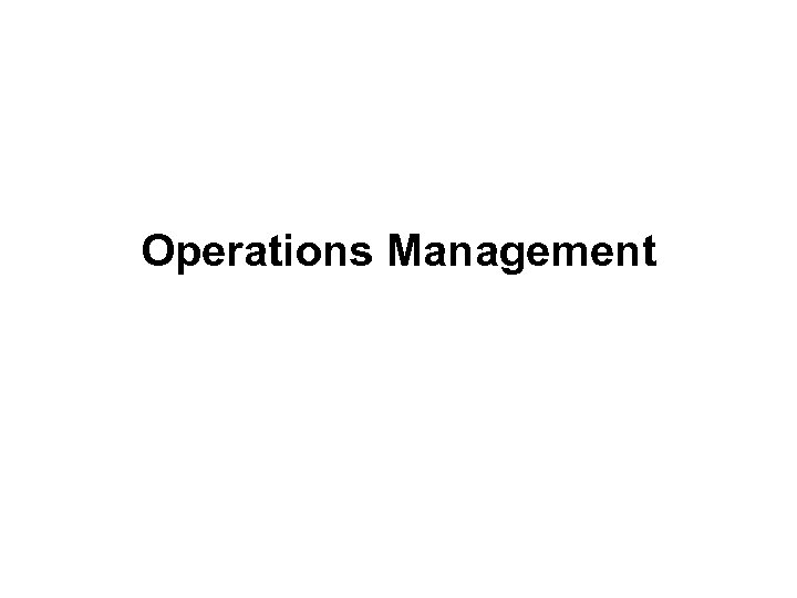Operations Management 