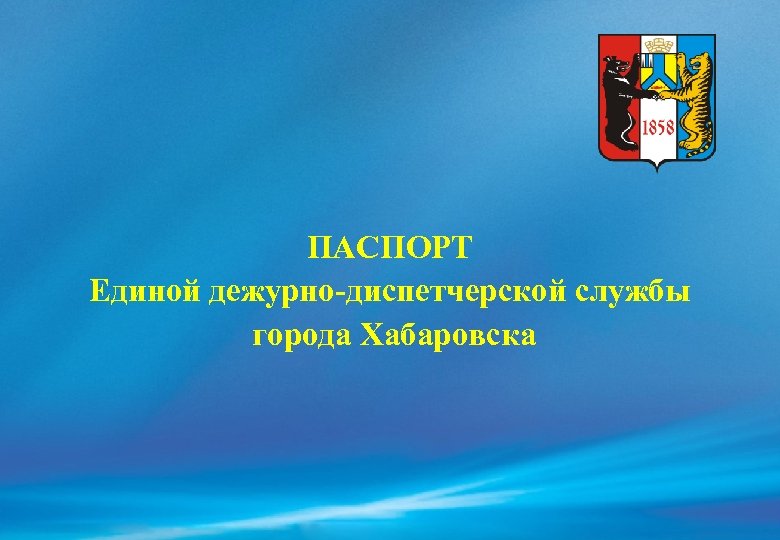 ПАСПОРТ Единой дежурно-диспетчерской службы города Хабаровска 