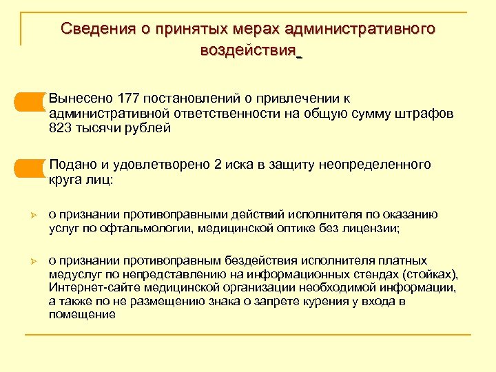 Сведения о принятых мерах административного воздействия n Вынесено 177 постановлений о привлечении к административной