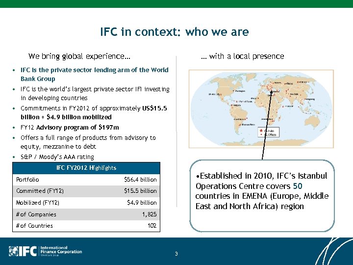 IFC in context: who we are We bring global experience… … with a local