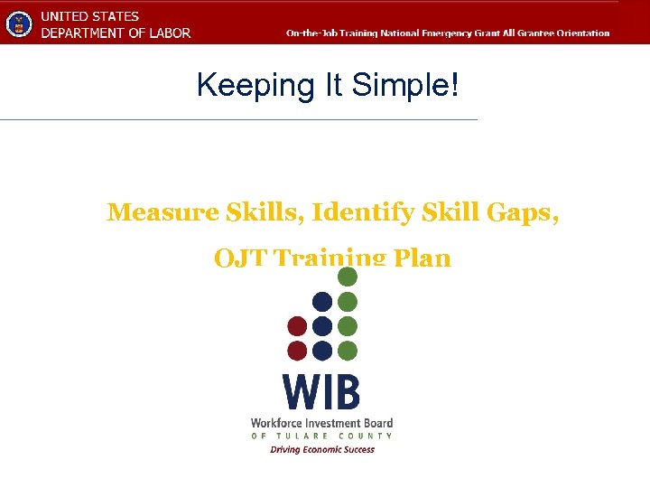 Keeping It Simple! Measure Skills, Identify Skill Gaps, OJT Training Plan 