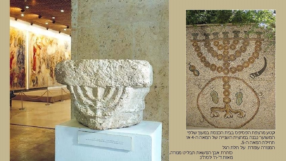  קטע מרצפת הפסיפס בבית הכנסת במעון שלפי המשוער נבנה במחצית השנייה של המאה